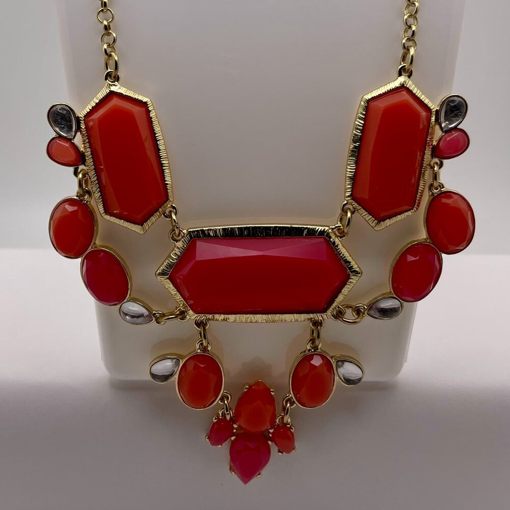 Stony Bib Orange Chunky Necklace